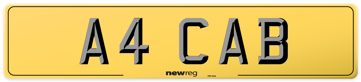 A4 CAB Rear Number Plate