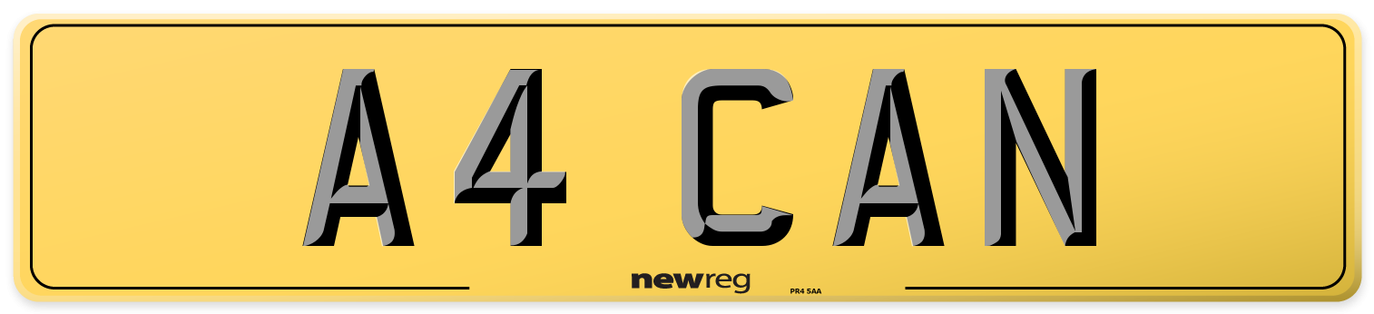 A4 CAN Rear Number Plate