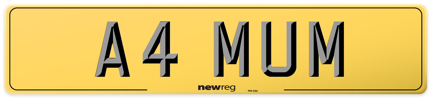 A4 MUM Rear Number Plate