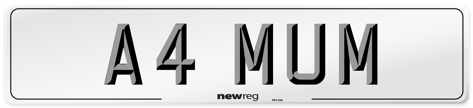 A4 MUM Front Number Plate