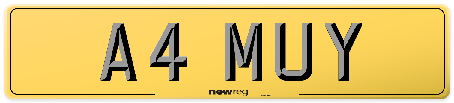 A4 MUY Rear Number Plate