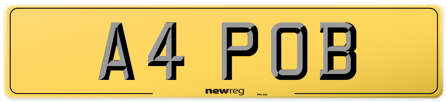 A4 POB Rear Number Plate