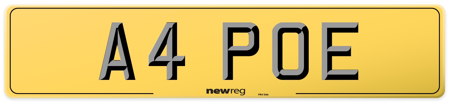 A4 POE Rear Number Plate