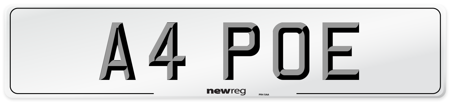 A4 POE Front Number Plate