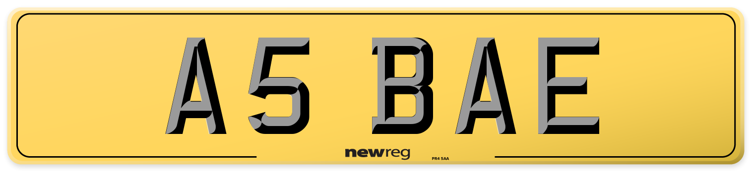 A5 BAE Rear Number Plate