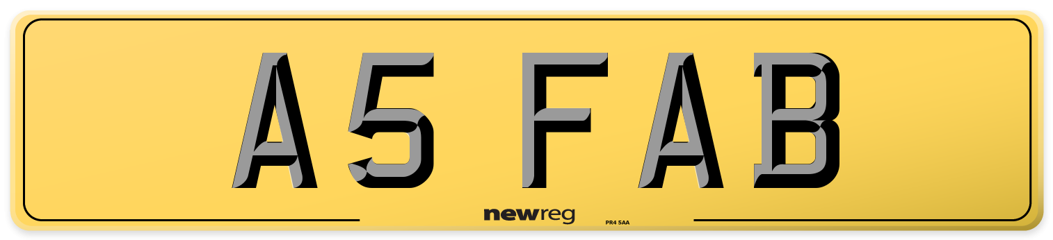 A5 FAB Rear Number Plate