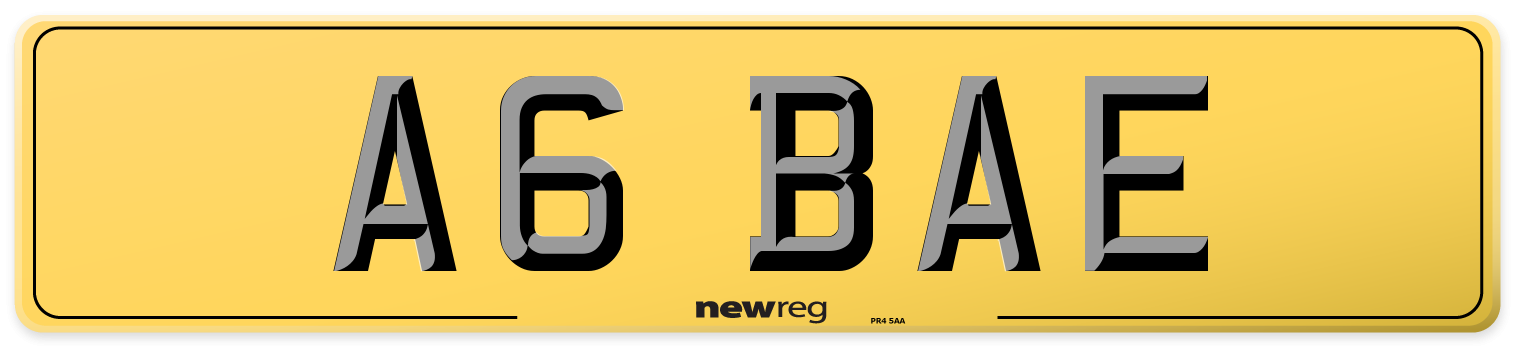 A6 BAE Rear Number Plate