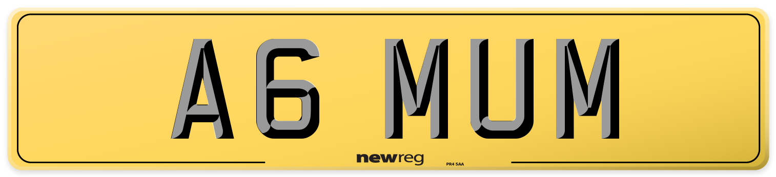 A6 MUM Rear Number Plate