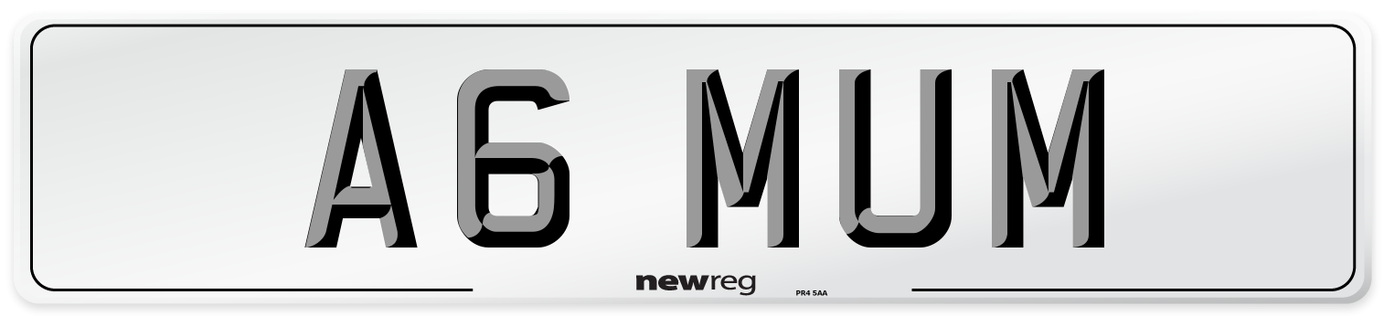 A6 MUM Front Number Plate