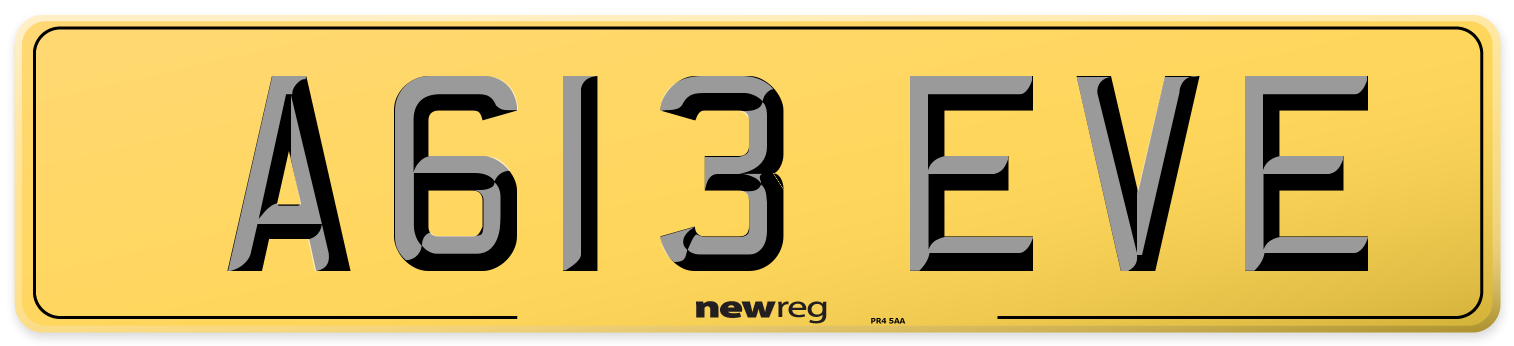 A613 EVE Rear Number Plate