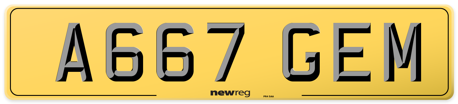 A667 GEM Rear Number Plate