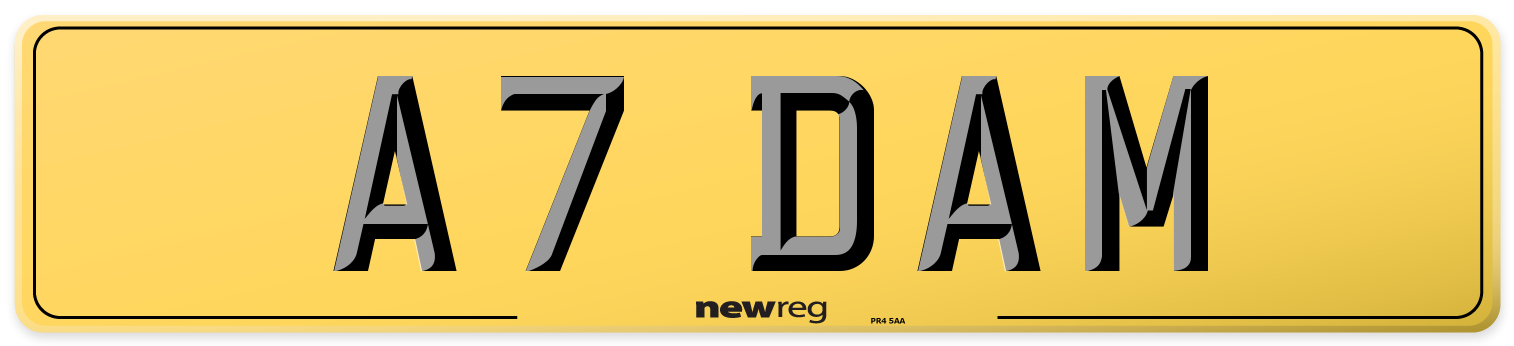 A7 DAM Rear Number Plate