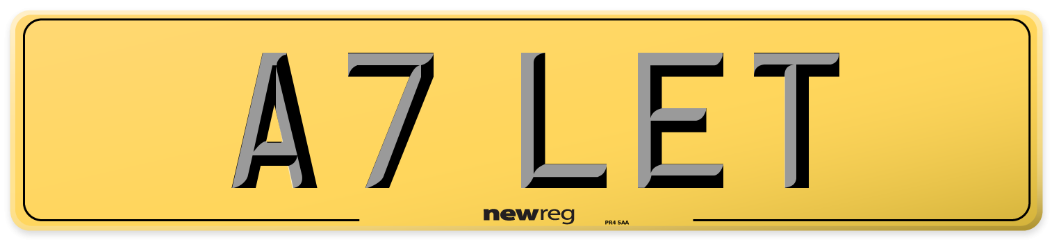 A7 LET Rear Number Plate