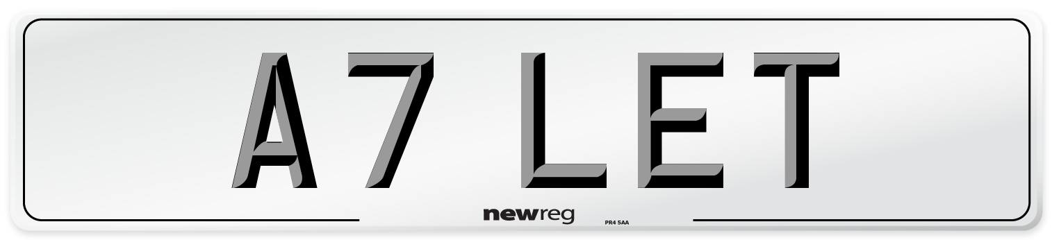 A7 LET Front Number Plate