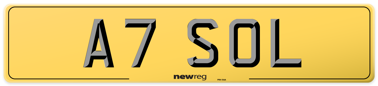 A7 SOL Rear Number Plate