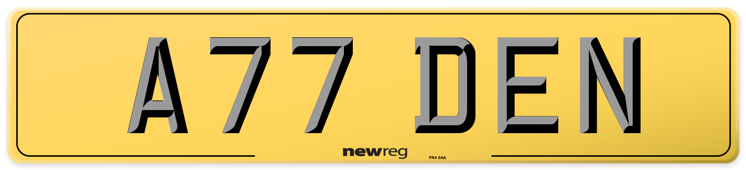 A77 DEN Rear Number Plate