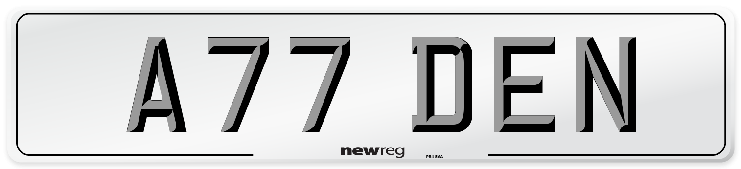 A77 DEN Front Number Plate