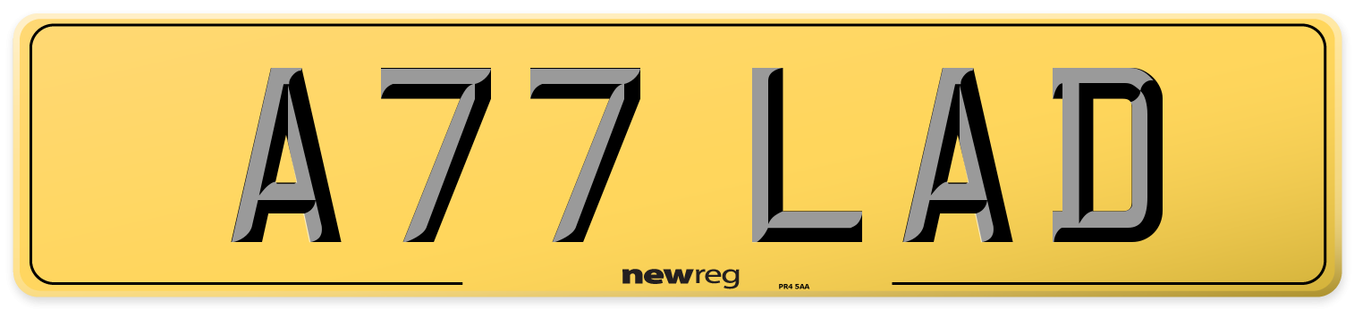 A77 LAD Rear Number Plate