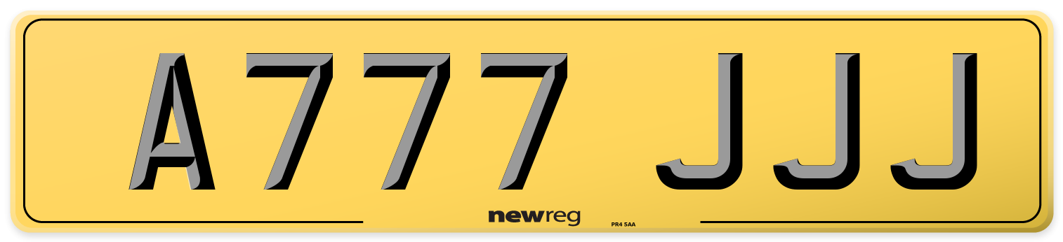 A777 JJJ Rear Number Plate