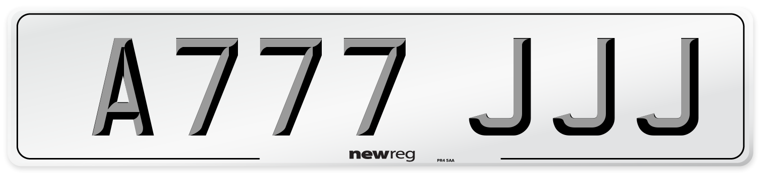 A777 JJJ Front Number Plate
