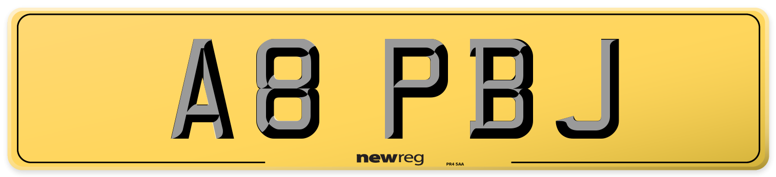 A8 PBJ Rear Number Plate