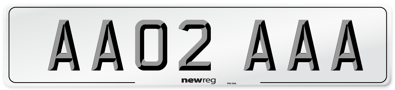 AA02 AAA Front Number Plate