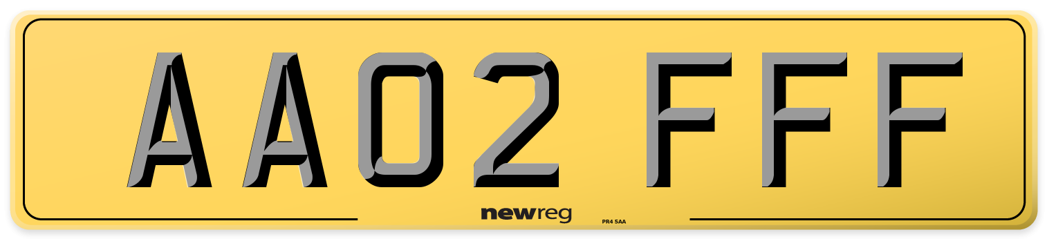 AA02 FFF Rear Number Plate