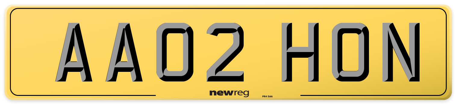 AA02 HON Rear Number Plate