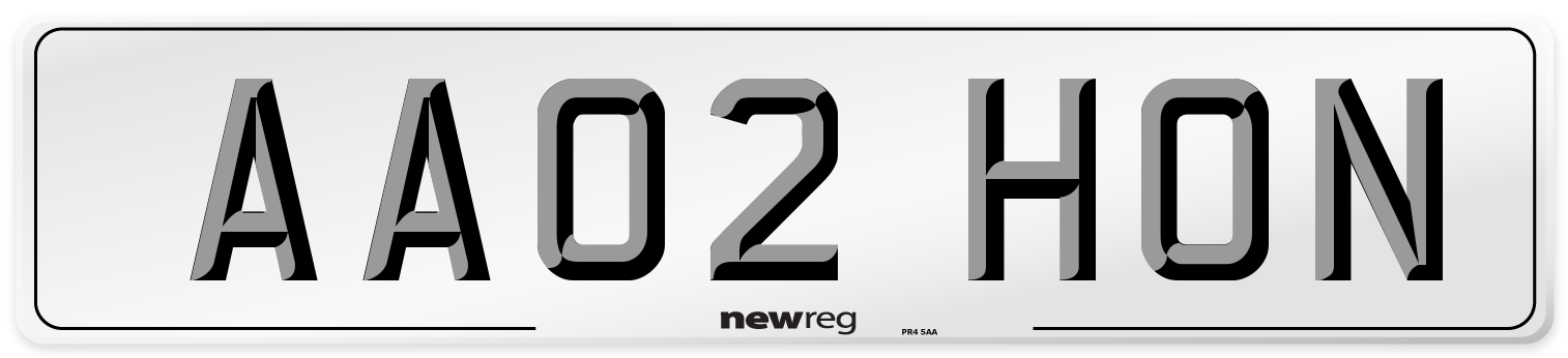 AA02 HON Front Number Plate