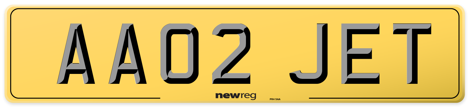 AA02 JET Rear Number Plate