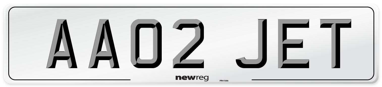 AA02 JET Front Number Plate