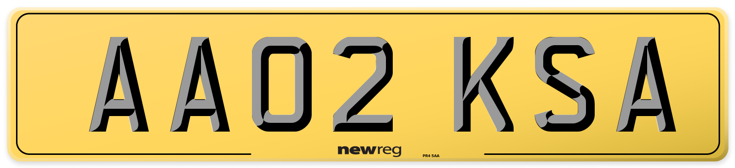 AA02 KSA Rear Number Plate