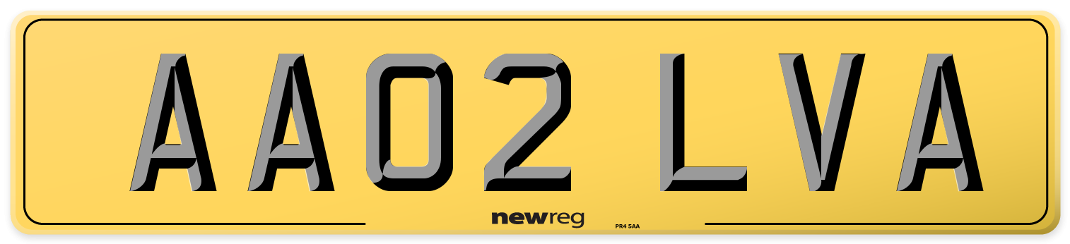 AA02 LVA Rear Number Plate