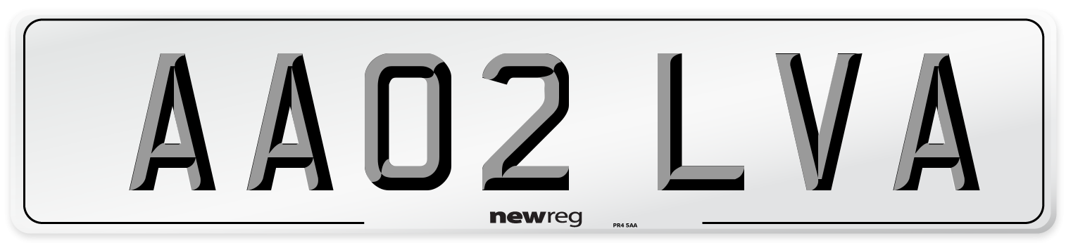 AA02 LVA Front Number Plate