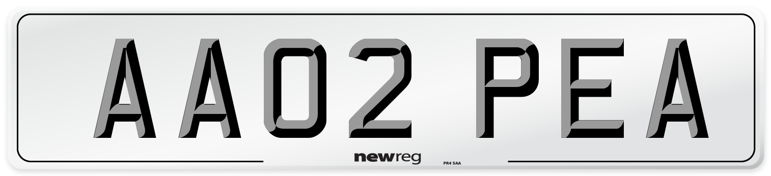 AA02 PEA Front Number Plate