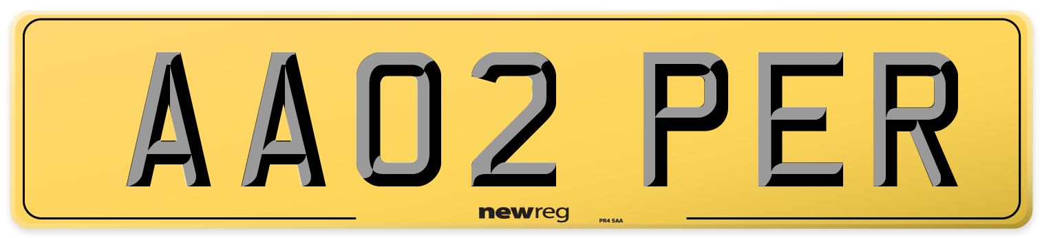AA02 PER Rear Number Plate