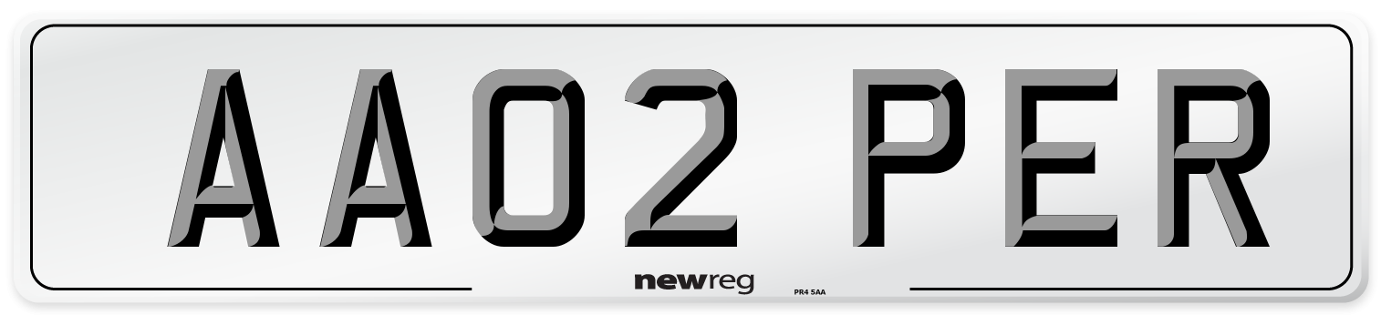 AA02 PER Front Number Plate