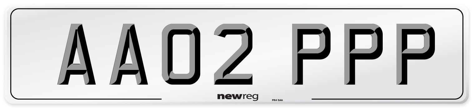AA02 PPP Front Number Plate