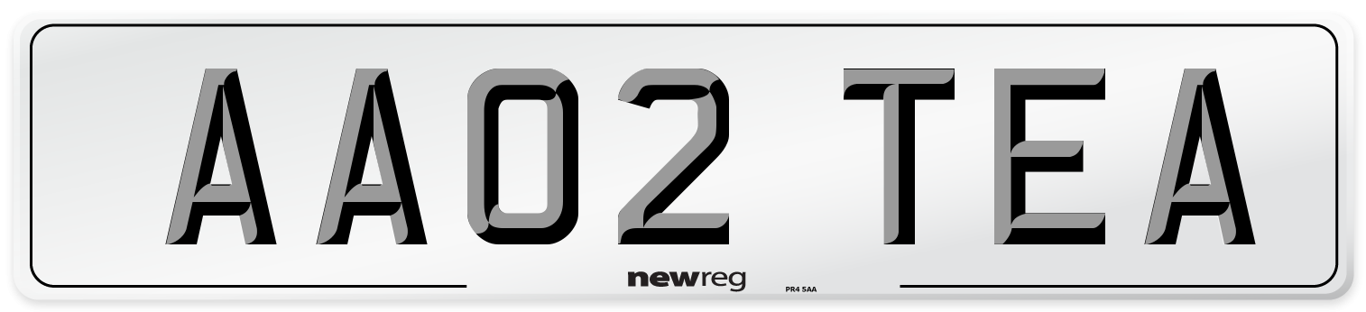 AA02 TEA Front Number Plate
