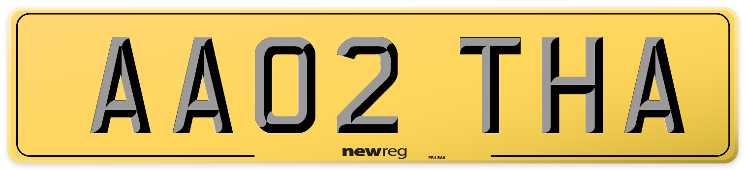 AA02 THA Rear Number Plate