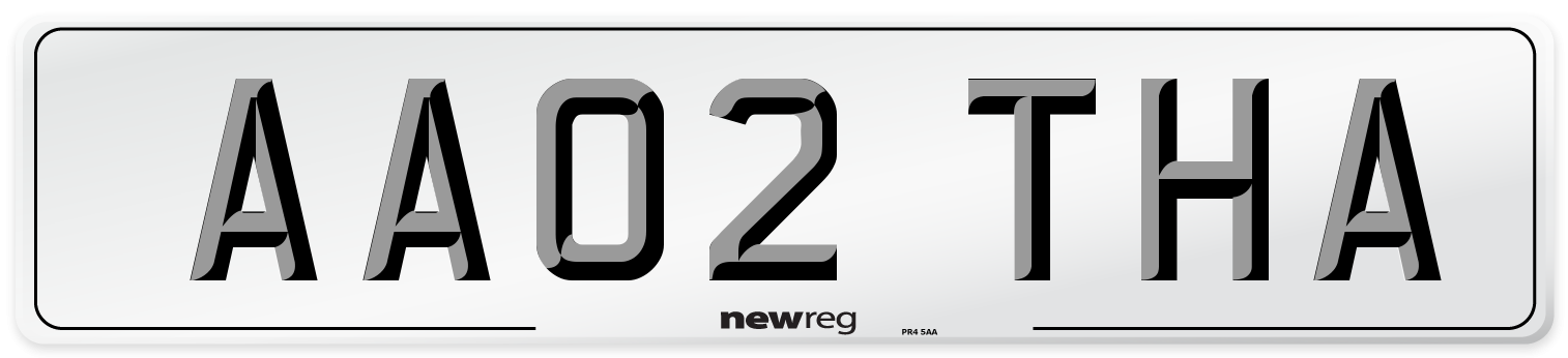 AA02 THA Front Number Plate