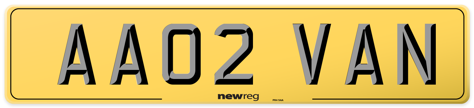 AA02 VAN Rear Number Plate
