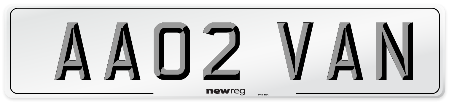 AA02 VAN Front Number Plate
