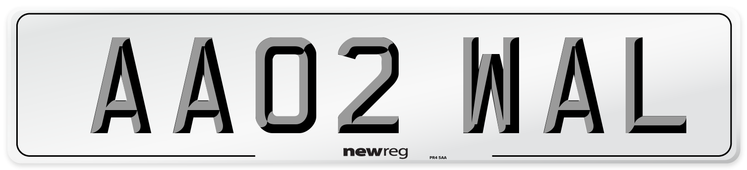 AA02 WAL Front Number Plate