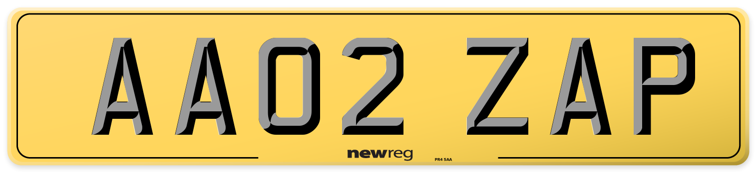 AA02 ZAP Rear Number Plate