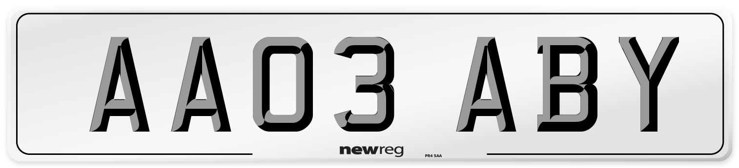AA03 ABY Front Number Plate