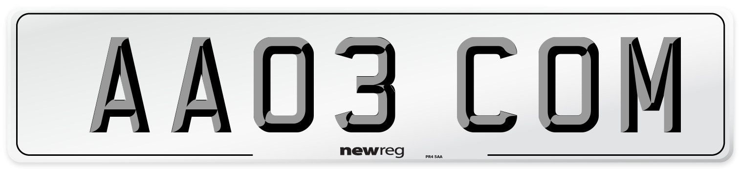 AA03 COM Front Number Plate