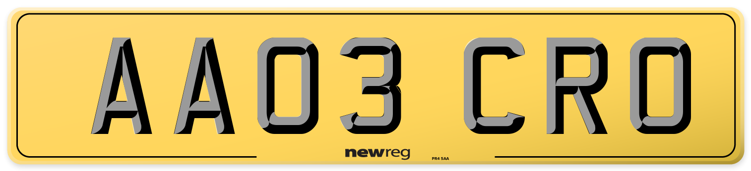 AA03 CRO Rear Number Plate