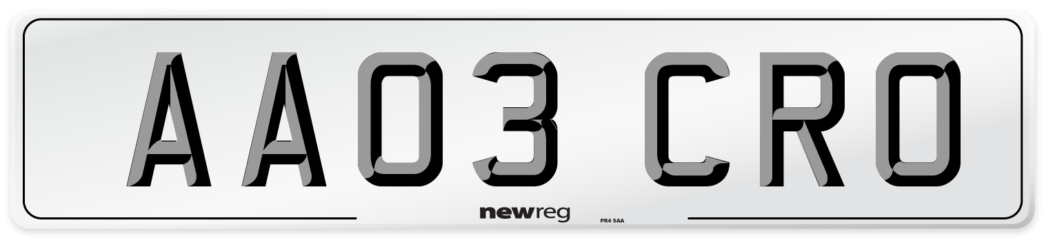 AA03 CRO Front Number Plate