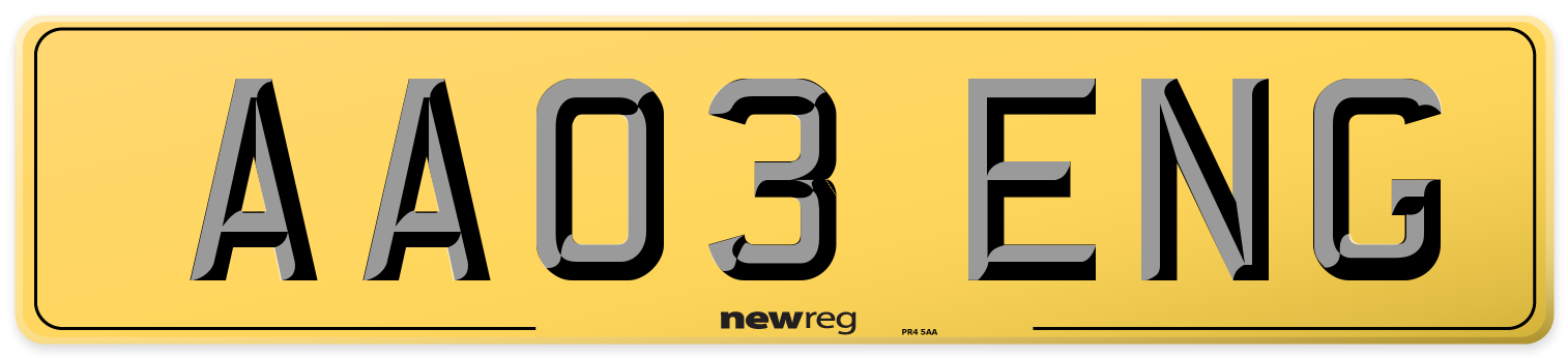 AA03 ENG Rear Number Plate